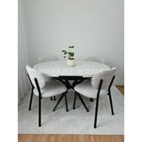 Oliva Açılabilir Yuvarlak Ahtapot Masa & 4'Lü Sahra Teddy Sandalye Takımı - Modern Bohem 100X100-140