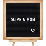 Olive&Mom Design Letter Board-harfli Ahşap Yazı Panosu Siyah-meşe Ağacı (340 HARFLİ, AHŞAP AYAKLI) Özel Kutusunda