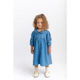 Oliven The Kid Bebe Yaka Önden Düğmeli Kız Çocuk Kot Elbise Mavi
