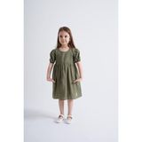 Oliven The Kid Kolları ve Beli Lastikli Kız Çocuk Elbise - 2 - 3 Yaş - Haki