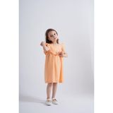 Oliven The Kid Robadan Fırfırlı Flamlı Kız Çocuk Elbise - Turuncu - 5 - 6 Yaş