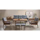 Olivia Metal Bahçe Balkon Teras Koltuk Takımı 3+1+1+Masa+2 Adet Puf Gri