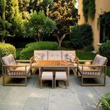 Olivia Metal Bahçe Balkon Teras Koltuk Takımı 3+1+1+Masa+2 Adet Puf