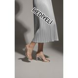 oliviashoes Kadın Gümüş Şeffaf Bantlı İnce Topuklu Terlik Olivia Shoes