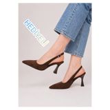 oliviashoes KADIN KAHVE SÜET TOKALI SİVRİ BURUN ŞIK 9 CM TOPUKLU STİLETTO AYAKKABI