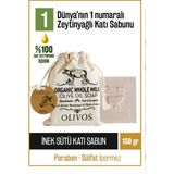 Olivos Doğal İnek Sütü Ve Zeytinyağı Katı Sabun İnek Sütlü Zeytinyağlı El Sabunu Yoğun Nemlendirici Kese Hediye 150 gr