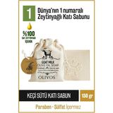 OLIVOS Doğal Keçi Sütü Ve Zeytinyağlı Katı Sabun, Keçi Sütlü El Sabunu, Kese Hediyeli 150 Gr (Keseli) (Keçi Sütlü)