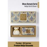 Olivos Osmanlı Serisi Premium Hediye Seti Desen 1 | 2'li Zeytinyağlı Sabun + Granül Sabun | Şık Özel Kutulu
