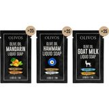 OLIVOS Tek Kullanımlık Zeytinyağlı Sıvı Sabun Seti, 2 ml x 75 Adet, Mandalina Hamam Keçi Sütü Serileri, Okul Seyahat Otel için, Paraben ve Sülfat İçermez, El Temizliği