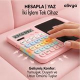 Olivya LCD Yazı Tabletli Hesap Makinesi - Kalemli Dijital Not Defteri ve Hesap Makinesi 2 Si 1 Arada Pinterest - Toz Pembe