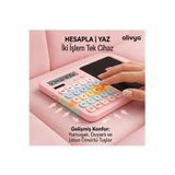 OLİVYA LCD Yazı Tabletli Hesap Makinesi - Kalemli Dijital Not Defteri ve Hesap Makinesi 2 si 1 Arada TOZ PEMBE