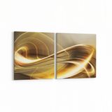 Olla 10095K2Y Abstract Görsel Kare 2 Parça Yatay 65x30 cm Kanvas Tablo