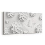 Olla 10460YD Beyaz Kabartma Görseli Yatay Dar 60x30 cm Kanvas Tablo