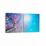 Olla 10965K2Y Ağaç Görseli Kare 2 Parça Yatay 65x30 cm Kanvas Tablo