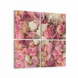 Olla 11558K4 Çiçek Görseli Kare 4 Parça 65x65 cm Kanvas Tablo