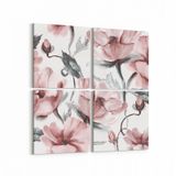 Olla 11596K4 Çiçek Görseli Kare 4 Parça 65x65 cm Kanvas Tablo