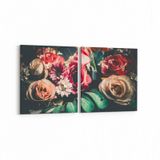 Olla 11781K2Y Çiçek Görseli Kare 2 Parça Yatay 65x30 cm Kanvas Tablo
