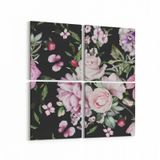 Olla 11786K4 Çiçek Görseli Kare 4 Parça 65x65 cm Kanvas Tablo