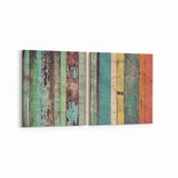 Olla 11977K2Y Ahşap Desen Görseli Kare 2 Parça Yatay 65x30 cm Kanvas Tablo