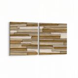 Olla 12043K2Y Ahşap Desen Görseli Kare 2 Parça Yatay 65x30 cm Kanvas Tablo
