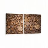 Olla 12044K2Y Ahşap Desen Görseli Kare 2 Parça Yatay 65x30 cm Kanvas Tablo