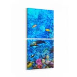 Olla 12078K2D Akvaryum Balık Görseli Kare 2 Parça Dikey 30x65 cm Kanvas Tablo