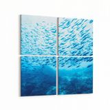 Olla 12081K4 Akvaryum Balık Görseli Kare 4 Parça 65x65 cm Kanvas Tablo