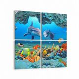 Olla 12082K4 Akvaryum Balık Görseli Kare 4 Parça 65x65 cm Kanvas Tablo