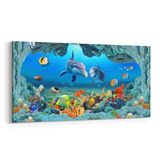 Olla 12082YD Akvaryum Balık Görseli Yatay Dar 60x30 cm Kanvas Tablo