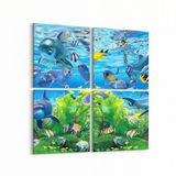 Olla 12083K4 Akvaryum Balık Görseli Kare 4 Parça 65x65 cm Kanvas Tablo