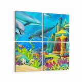 Olla 12084K4 Akvaryum Balık Görseli Kare 4 Parça 65x65 cm Kanvas Tablo