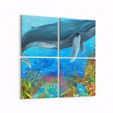Olla 12085K4 Akvaryum Balık Görseli Kare 4 Parça 65x65 cm Kanvas Tablo