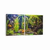 Olla 12100K2Y Akvaryum Balık Görseli Kare 2 Parça Yatay 65x30 cm Kanvas Tablo