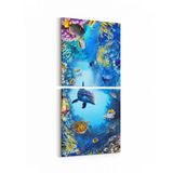 Olla 12105K2D Akvaryum Balık Görseli Kare 2 Parça Dikey 30x65 cm Kanvas Tablo