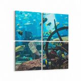 Olla 12107K4 Akvaryum Balık Görseli Kare 4 Parça 65x65 cm Kanvas Tablo