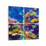 Olla 12121K4 Akvaryum Balık Görseli Kare 4 Parça 65x65 cm Kanvas Tablo