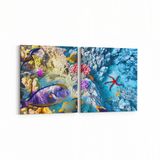 Olla 12131K2Y Akvaryum Balık Görseli Kare 2 Parça Yatay 65x30 cm Kanvas Tablo