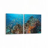 Olla 12137K2Y Akvaryum Balık Görseli Kare 2 Parça Yatay 65x30 cm Kanvas Tablo