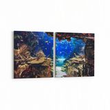 Olla 12140K2Y Akvaryum Balık Görseli Kare 2 Parça Yatay 65x30 cm Kanvas Tablo