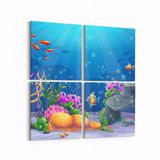 Olla 12146K4 Akvaryum Balık Görseli Kare 4 Parça 65x65 cm Kanvas Tablo