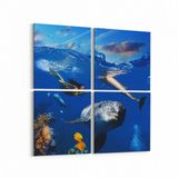 Olla 12201K4 Akvaryum Balık Görseli Kare 4 Parça 65x65 cm Kanvas Tablo