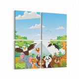 Olla 12706K4 Çocuk Odası Görseli 4 Parça 65x65 cm Kanvas Tablo