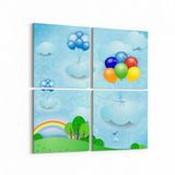Olla 12732K4 Çocuk Odası Görseli 4 Parça 65x65 cm Kanvas Tablo