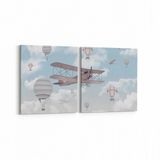 Olla 12757K2Y Çocuk Odası Görseli 2 Parça Yatay 65x30 cm Kanvas Tablo