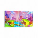 Olla 12785K2Y Çocuk Odası Görseli 2 Parça Yatay 65x30 cm Kanvas Tablo
