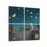 Olla 12817K4 Çocuk Odası Görseli 4 Parça 65x65 cm Kanvas Tablo