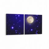 Olla 14646K2Y Gece Gökyüzü Görseli Kare 2 Parça Yatay 65x30 cm Kanvas Tablo