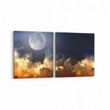 Olla 14649K2Y Gece Gökyüzü Görseli Kare 2 Parça Yatay 65x30 cm Kanvas Tablo