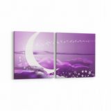 Olla 14657K2Y Gece Gökyüzü Görseli Kare 2 Parça Yatay 65x30 cm Kanvas Tablo