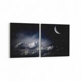 Olla 14658K2Y Gece Gökyüzü Görseli Kare 2 Parça Yatay 65x30 cm Kanvas Tablo